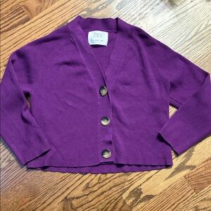 Zara Purple size 9-10 ribbed knit girls cardigan Sweater